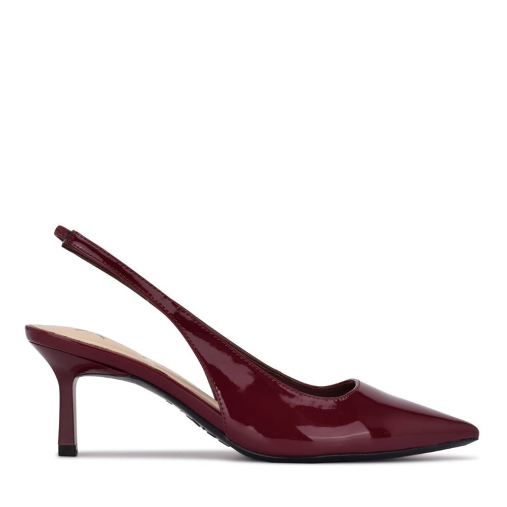 Nine West Burgundy Patent Slingback Pointed-Toe Heels